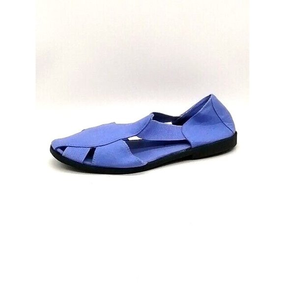 ComfortEase Womens Sandal Purple Cotton Slip On Shoe Stretch Straps Flat Heel 11 - Picture 1 of 12